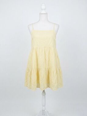 NWT American Eagle Tiered Babydoll Summer Sun Dress Buttercup Yellow Cotton XXL